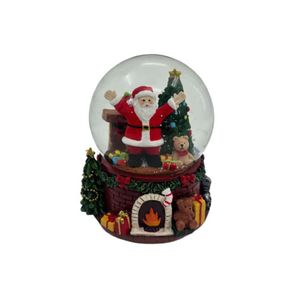 Bola De Nieve Santa Chimenea Con Luz Y Musica 10 Cm