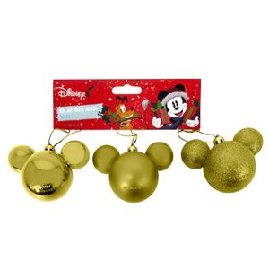 Mickey Set X3 Bolas Dorado 8 Cm