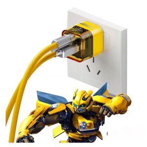 Cargador Transformers TF-K05 Amarillo 20w carga rápida USB C y USB A