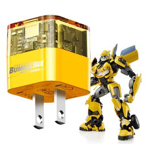 Cargador Transformers TF-K05 Amarillo 20w carga rápida USB C y USB A