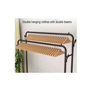 Perchero DOBLE Colgador Organizador De Ropa Con Zapateras Y ruedas