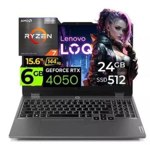Laptop Lenovo LOQ 15ARP9 AMD Ryzen 7-7435HS 24GB RAM 512GB SSD 15.6 FHD RTX4050-6GB - 83JC008GLM