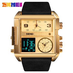 Reloj Skmei 1391 Dorado Correa Cuero Digital Analogo Multifunción.