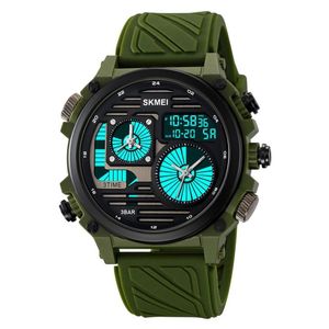 Reloj Skmei 2202 Verde Militar Analogo y Digital Correa Silicona.