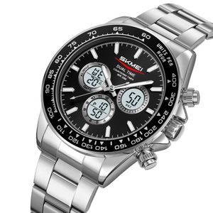 Reloj Skmei 2505 Plateado Correa Acero Digital Analogo