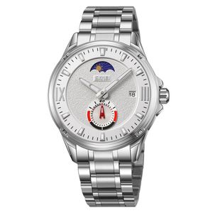 Reloj Skmei 9326 Moon Phase Analogo Correa Acero Para Caballero
