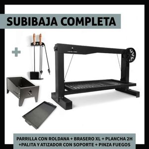 Parrilla a Carbón Leña Subibaja Completo 100 Hierro Fundido