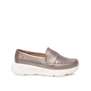Zapato Mocasín Casual SHAM-2511 Plata/Quem Viale Cuero
