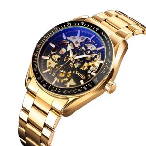 Reloj Skmei 9194 Dorado Fondo Negro  MECANICO Tourbillon AUTOMATICO.