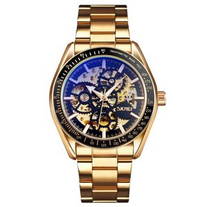 Reloj Skmei 9194 Dorado Fondo Negro  MECANICO Tourbillon AUTOMATICO.