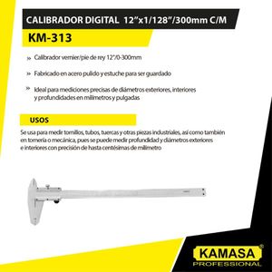Calibrador 12" 0-300MM Kamasa KM313