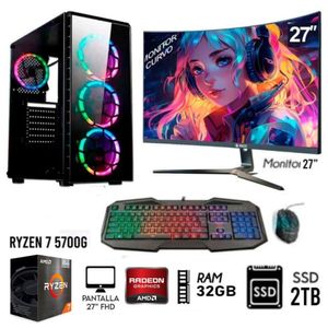 Computadora Pc Ryzen  7-5700G Ram 16GB Disco Duro 1TB SSD 480GB Monitor 27'' Case 500 RGB