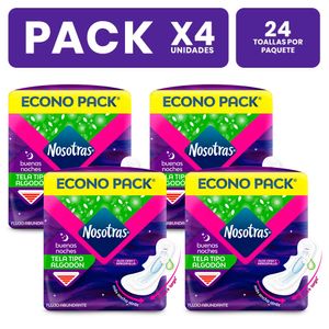 Pack x4 Toallas higiénicas Nosotras Buenas Noches Natural24u