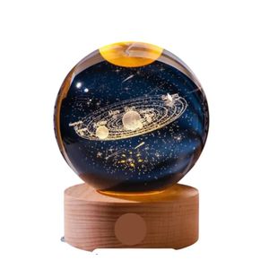 Esfera de Cristal Sistema Solar con Luz Led Dormitorio Universo