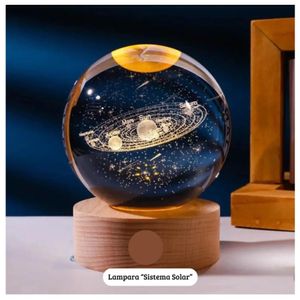 Esfera de Cristal Sistema Solar con Luz Led Dormitorio Universo