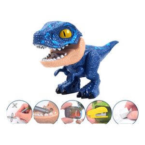Dinosaurio Azul 5 en 1 Sacapuntas Lápiz Borrador Grapadora y Cinta Métrica Escolar School Niños
