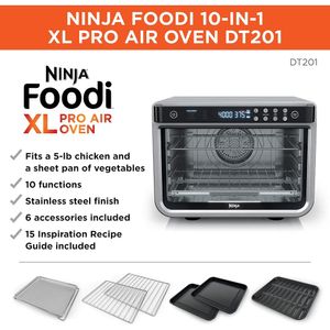 Ninja Foodi DT201, horno tostador 10 en 1, 2.2 kg / 4.85 lb | Acero inoxidable
