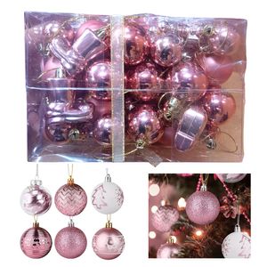 Set de Adornos de Bolas Navidenas Set de 30 pcs Palo Rosa