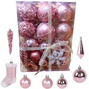 Set de Adornos de Bolas Navidenas Set de 30 pcs Palo Rosa