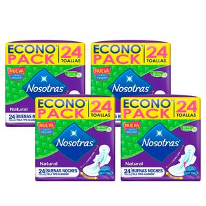 Pack x4 Toalla Higiénica Natural Buenas Noches x24