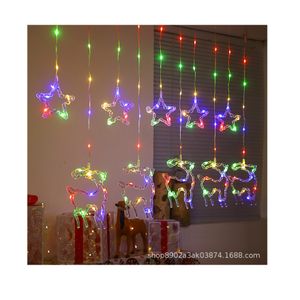 Cascada de Luces Led Navidenas Guirnaldas Estrellas con Renos 3mts