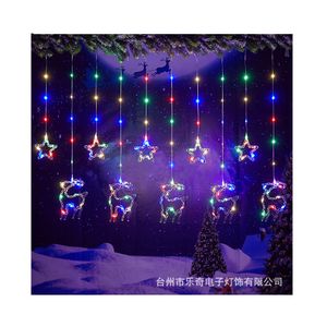 Cascada de Luces Led Navidenas Guirnaldas Estrellas con Renos 3mts