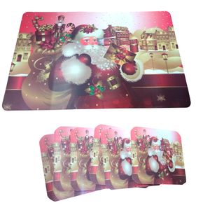 Set de 6 Individuales Navidenos para Mesa y 6 Porta Vasos Oro