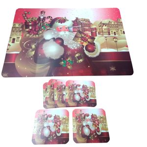 Set de 6 Individuales Navidenos para Mesa y 6 Porta Vasos Oro