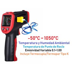Pirómetro Termómetro Infrarrojo Ambiental Termopar - WINTACT WT323E
