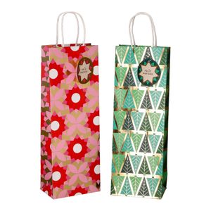 Set 2 Bolsas de Regalo para Botella Navideña