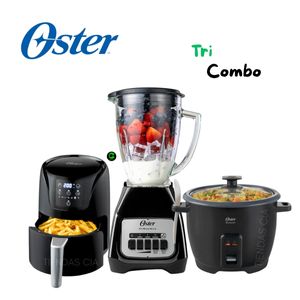 TriCombo Oster Freidora 1.8 L - Arrocera 10 Tazas y Licuadora 1.5 L