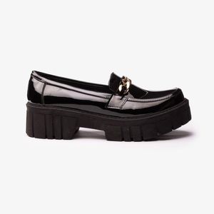 Mocasin Antalya - Nébula - Negro Charol Cadena Dorada