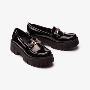 Mocasin Antalya - Nébula - Negro Charol Cadena Dorada