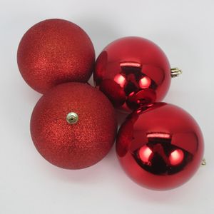 Set X4 Bolas Rojo 2 Brillo - 2 Glitter 10 Cm
