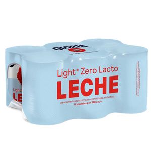 Leche Light GLORIA Zero Lactosa Lata 390g Paquete 6un