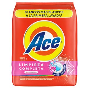 Detergente en Polvo ACE Limpieza Completa Aroma Floral Bolsa 700g