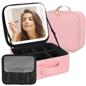 Estuche De Maquillaje Con Espejo Luz Led Cosmetiquera