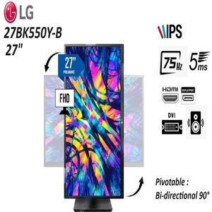 MONITOR LG 27BK550Y-B 27" /HDMI/D-SUB/DISPLAY-PORT/ 1920 X 1080