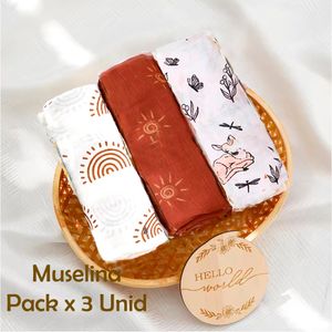 Manta Muselina para Bebé Bambú y Algodón Pack x 3 Unidades SMT65