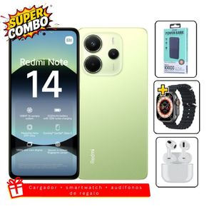 Xiaomi Redmi Note 14 256GB Verde - Cargador 10000mah - Reloj - Audifonos