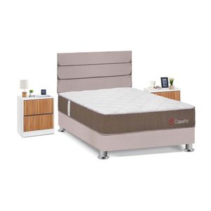 Juego de Dormitorio Forli Capella 2 Plazas Beige + Velador Roma