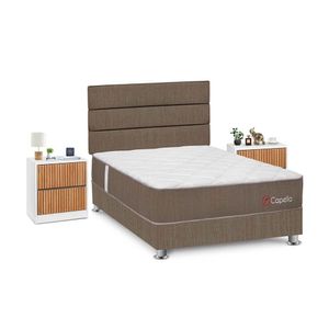 Juego de Dormitorio Forli Capella 2 Plazas Marrón + Velador Roma