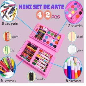 Pack x 4 Mini Set De Arte Kawaii 42 Piezas Color Rosado