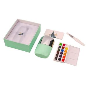 Miya Acuarela sólida - travel kit - 18 colores - VERDE