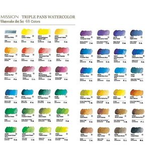 MIJELLO Mission Gold Triple Pans Set Acuarelas 48 colores - medios godets