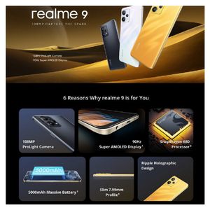 SMARTPHONE REALME 9 13GB RAM 8GB  5GB Ext Qualcom Snapdragon 50mp 33W BLANCO INTERESTELAR