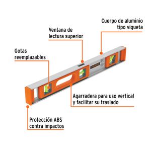 Nivel Profesional de 18" de Mano de Aluminio 17034 Truper