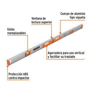 Nivel Profesional de 48" de Mano de Aluminio 17040 Truper