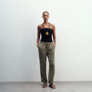 Pantalón Mujer Sfera Fluido Liso Verde