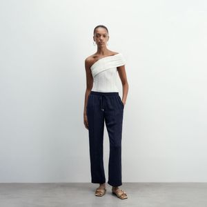 Pantalón Mujer Sfera Fluido Liso Azul Marino